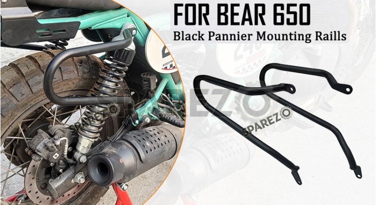 Fit For Royal Enfield Bear 650 Pannier Mounting Rails Black - SPAREZO